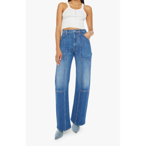 MOTHER The Lasso Utility Sneak Jeans Its a Small World 24 - Picture 1 of 9